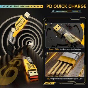 4 in 1 PD 65W Fast Charging Cable. Multi Charging Cable Combo Port (Pack of 3)